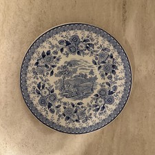 ANTIQUE STAFFORDSHIRE ENGLAND AIMCEE WOODLAND BLUE WOODLAND DESSERT WALL PLATE 3