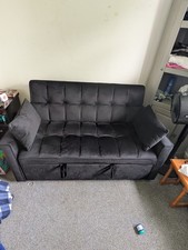 2 Seater Black Pull-out Sofa