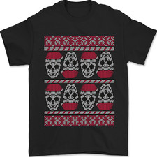 Christmas Skulls Xmas Heavy Metal Rock Music Mens T-Shirt 100% Cotton
