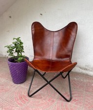 Handmade Leather Butterfly Chair Foldable Lounge Chairs Home & Garden Furniture