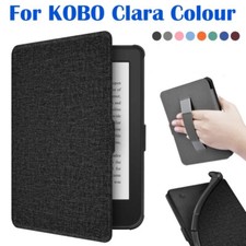 For 6" Kobo Clara Colour/BW 2024 Leather Smart Case Magnetic Cover + Hand Strap