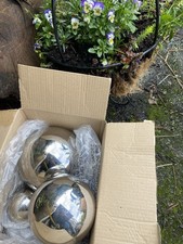 Set of 4 Polished Stainless Steel Garden Decorations - "Gazer Balls"
