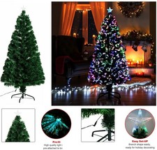 Fibre Optic Christmas Tree Xmas LED Lights Pre Lit Star Green Color Changing New