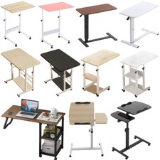 Height Adjustable Mobile Over Bed Chair Table Hospital Overbed Laptop Tray Stand