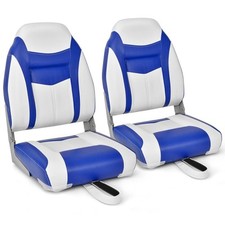 Set of 2  High Back Boat Seat Folding Fishing Boat Chair W/ Long Fixation Strap
