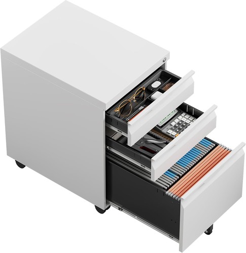 White drawer lockable - white, 3-drawer