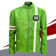 Ben 10 Inspired Green Leather Jacket - Ryan Kelley Style Cosplay Costume Men's