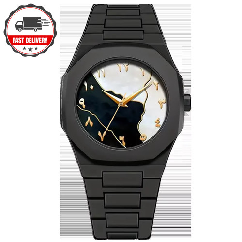 Silver black arabic dial - silver,