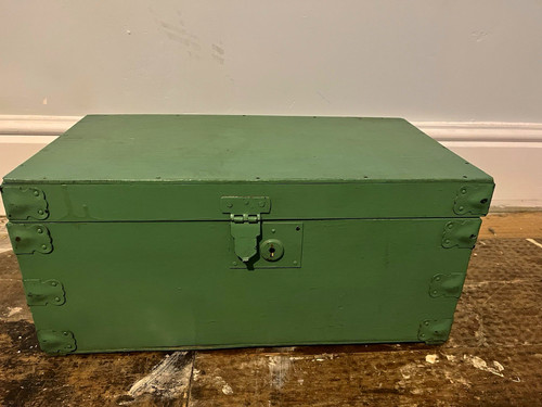 Green wooden storage trunk - green,