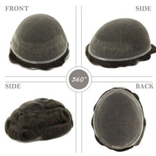 Mens Toupee Real Hair Replecement System Wigs All French Lace Human Hairpieces
