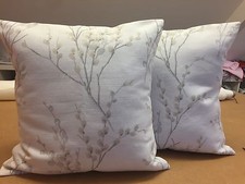 ONE HANDMADE CUSHION IN LAURA ASHLEY PUSSY WILLOW OFF WHITE/DOVE GREY