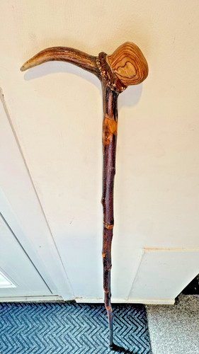 Wooden walking stick cane with - wooden,