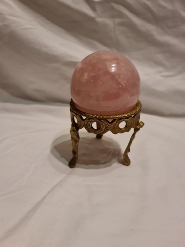 Rose quartz crystal ball with - rose,