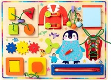 Wooden Busy Board Montessori Sensory Activity Autism/Educational Development