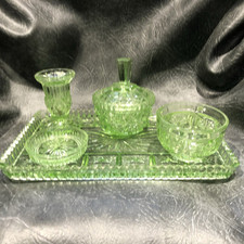 VINTAGE Deco Green Glass