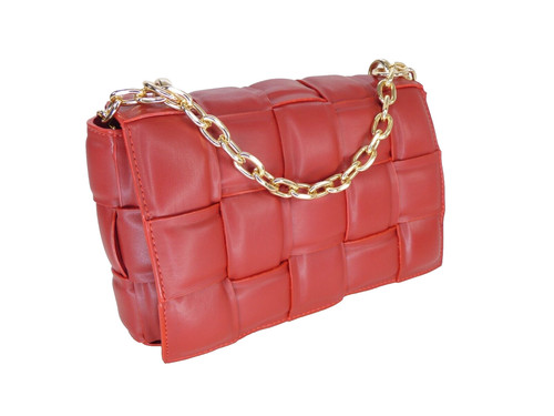 Padded shoulder bag red faux - padded,