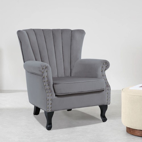 Vintage grey wingback armchair - vintage,