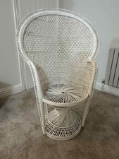 Vintage White Wicker Peacock