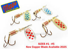 Mepps French Comet Spinner Lures 2g-6.5g Silver/Gold- Blue/Red Dots - Fishing
