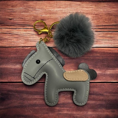 Leather look horse keyring - look,
