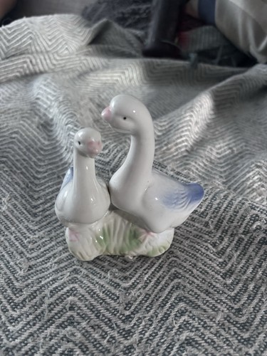 White and blue two ducks - blue, ducks/geese