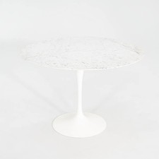 2010s Eero Saarinen for Knoll 42" Round Dining Table with Carrara Marble Top