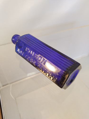 Vintage colbalt blue bottle - blue,