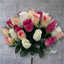 Rose Bud Bunch Artificial Bouquet Silk Flowers for Home, Wedding