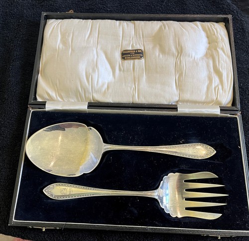 Antique silver salad serving - -,