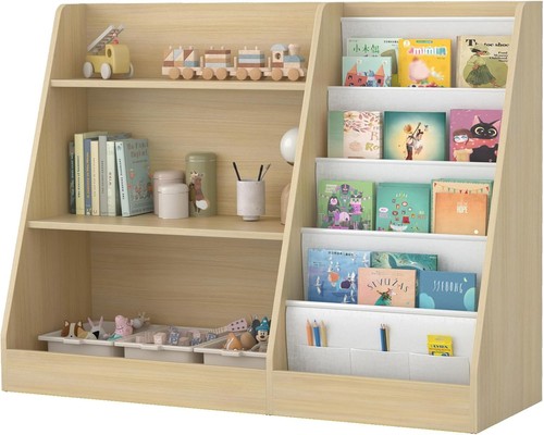 Huhote kids wooden bookcase - kids,