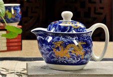 Porcelain dragon blue teapot
