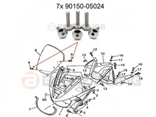 Yamaha TDM 900 2002-2010 stainless steel large headed screen bolts 90150-05024 