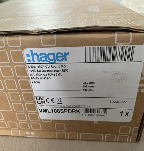 Hager 8way consumer unit - 8way,