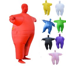 Adult Inflatable Suit Fat Suit Costume Fat Chub Sumo Blow Up Fancy Dress Co T8J5