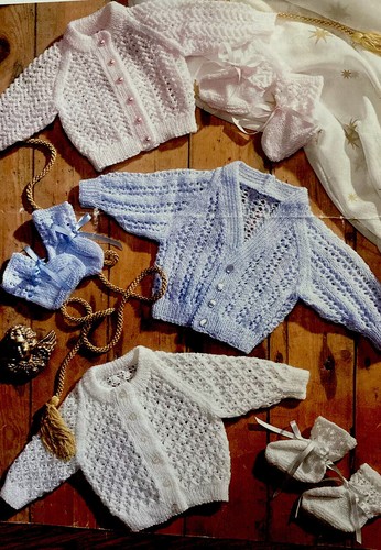 Baby cardigans and bootees - and,