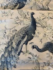 LAURA ASHLEY BELVEDERE MIDNIGHT FABRIC ( PER METRE ) Cotton/Linen Mix