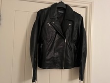 ladies black leather biker