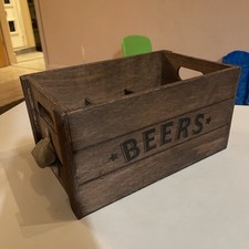 Wooden Beer Tap 6-Bottle Carrier Crate with Trug Bottle Opener. Gift Idea Xmas