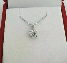 2.00 Ct Round Cut VVS1/D GRA Moissanite 14k White Gold Solitaire 18" Necklace