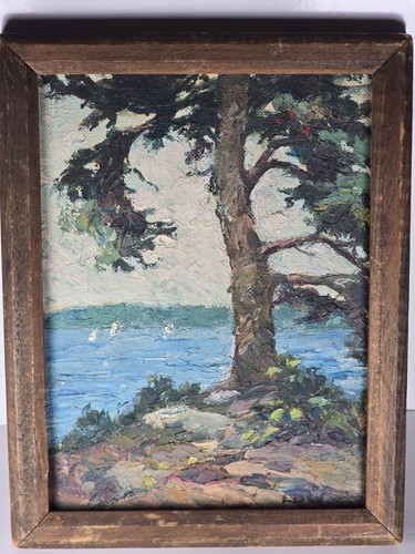 Antique oil painting tree - , by