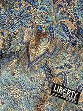 Liberty Pure Wool Large Square Shawl In Blue & Beige 130 X 130cm