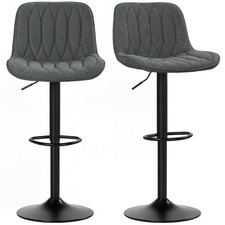 HOMCOM Bar Stools Set of 2, Modern Armless Bar Chairs, Charcoal Grey
