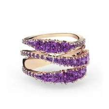 Swarovski Twist Wrap Pink Rhodium Rose Tone Plated Ring Size 55