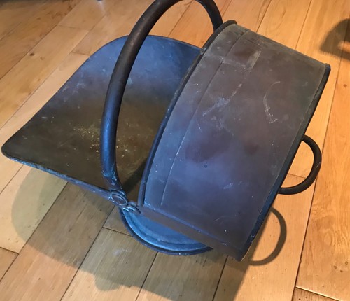 Antique copper coal scuttle - coal,