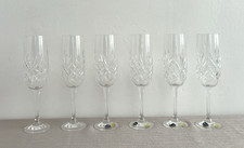 Bohemia Lead Crystal 24% Pbo Champagne Flutes VTG Six Boxed