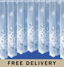 New York Floral Jardiniere Net Curtains Sheer Lace Panel Various Widths & Drops