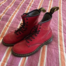 Dr Martens Red Airwave boots 1460 patent leather lace up boots DMs size 6