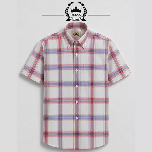 Relco white check shirt short - white,