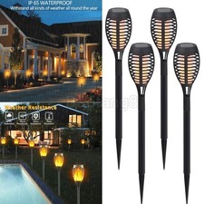 Flame Effect Solar Outdoor Lights Garden LED Flickering Torches Lamp 2/4/8/12PCS