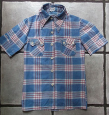 Shirt Checked Skinhead Vintage 1970s Short Sleeved Ska Slim Fit 6 XS